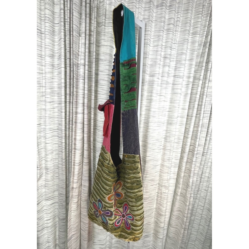 India Boutique Patchwork Hobo Bag Cotton Crossbody Floral Embroidery Nepal Boho